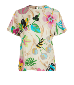 Gucci Flower Print Short Sleeves Top, Silk, Multi, Sz S, 3*