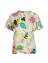 Gucci Flower Print Short Sleeves Top, &pound;220, Clothing, Cream/Green/Pink, Silk, Front view