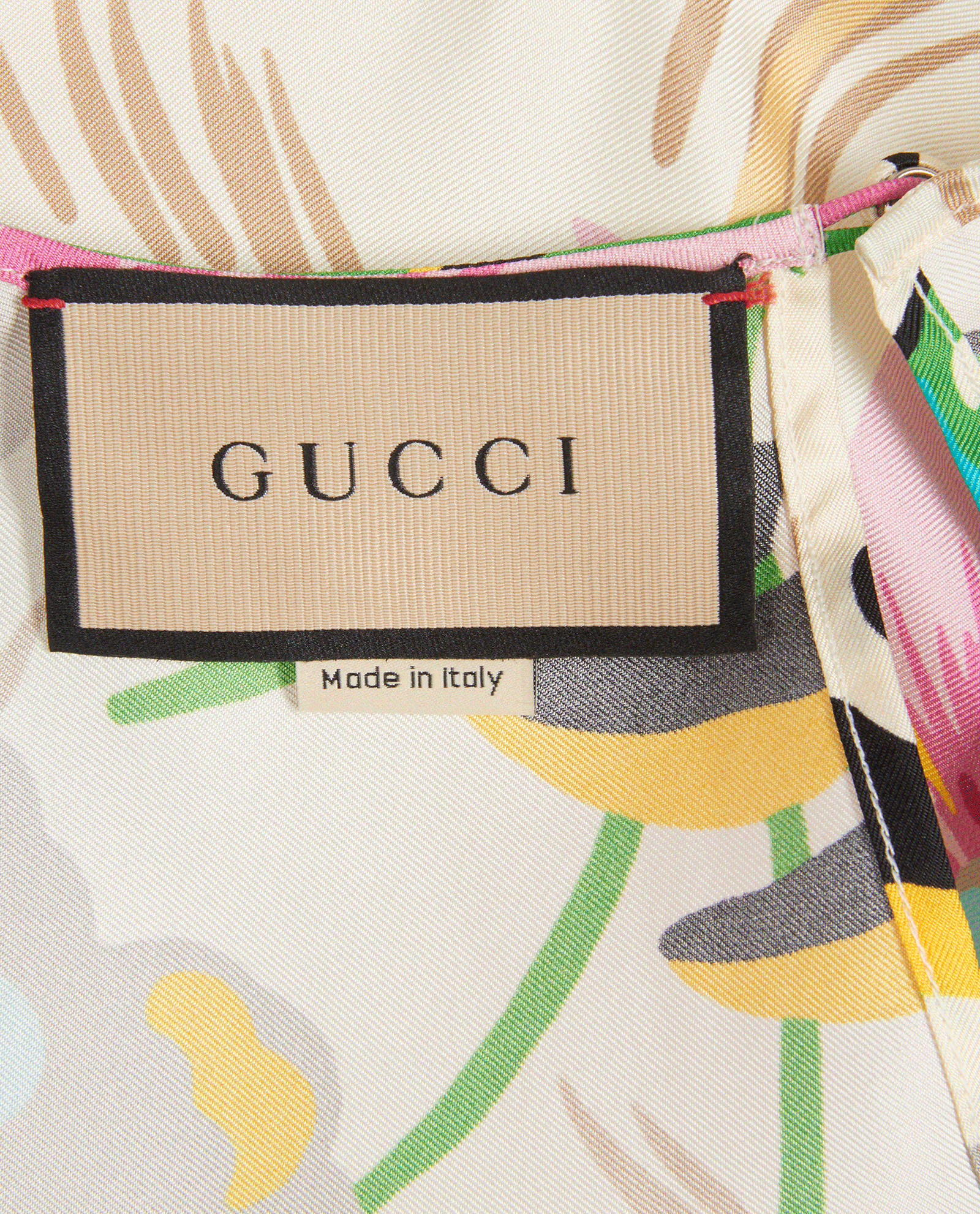 Gucci Flower Print Short Sleeves Top, &pound;220, Clothing, Cream/Green/Pink, Silk, Other view