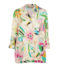 Gucci Flower Print Long Sleeved Shirt, Silk, Multi, Sz S, 3*