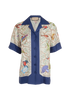 Gucci Bird Shirt, &pound;220, Clothing, Blue/Cream, Silk, Front view