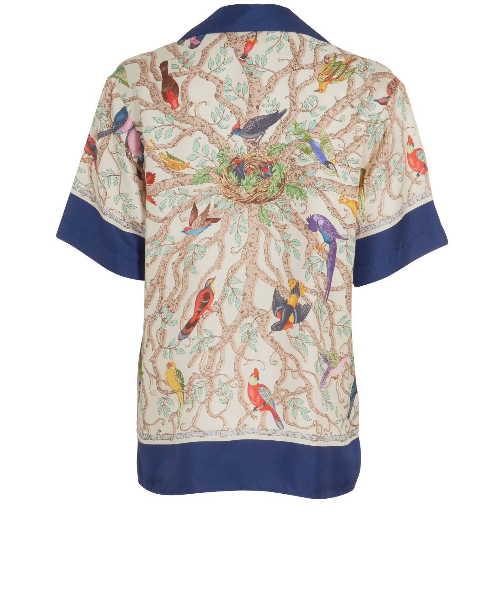 Gucci Bird Shirt, &pound;220, Clothing, Blue/Cream, Silk, Back view