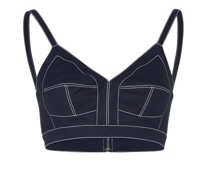 Alexander McQueen Contrast Stitch Denim Bra Top, front view