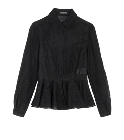 Alexander McQueen Flared Lace Blouse, Cotton, Black, UK 6, 3*