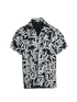 Amiri Raw Trimmed Leaf Print Bowling Shirt, front view