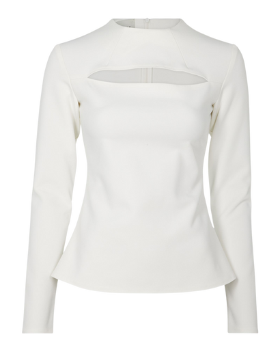 A.W.A.K.E. Round Neck Long Sleeves Cut Out Top, front view