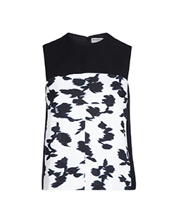 Balenciaga Printed Panel Sleeveless Top, Rayon/Silk, Black/White, UK 6