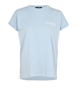Balmain Logo Oversized T-Shirt, Cotton, Light Blue, Sz S, 3*