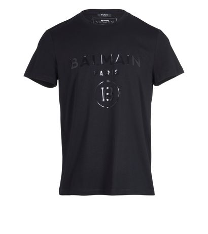 Balmain Printed Logo T-Shirt, £150, Clothing, Black, Cotton, Front view
