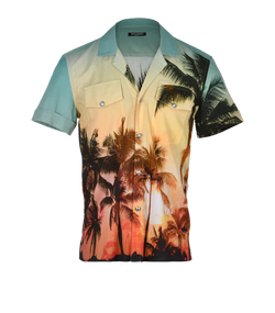 Balmain Hawaian Short Sleeves Shirt, Men, Cotton, Multi, Sz L, 3*