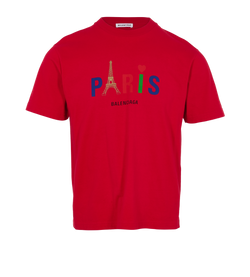 Balenciaga Paris Eiffel Tower T-Shirt, Cotton, Red, Sz XS, 2*