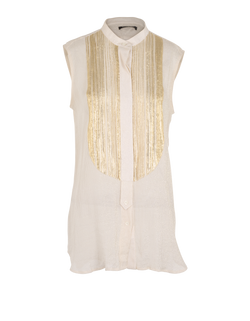 Balmain Sleeveless Blouse, Silk, White/Gold, UK10, 2*