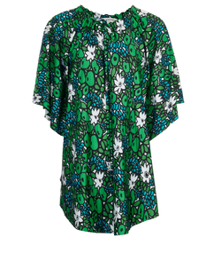 Balenciaga Floral Print Top, Polyamide, Green, MII, Sz 10, 3*