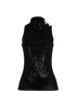 Balmain Sequin High-Neck Sleeveless Top, &pound;190, Clothing, Black, Polyester/Viscose, Front view