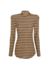 Balmain Metallic Striped Long Sleeves Top, &pound;220, Clothing, Beige/Brown, Modal/Polyester (Polymer), Front view