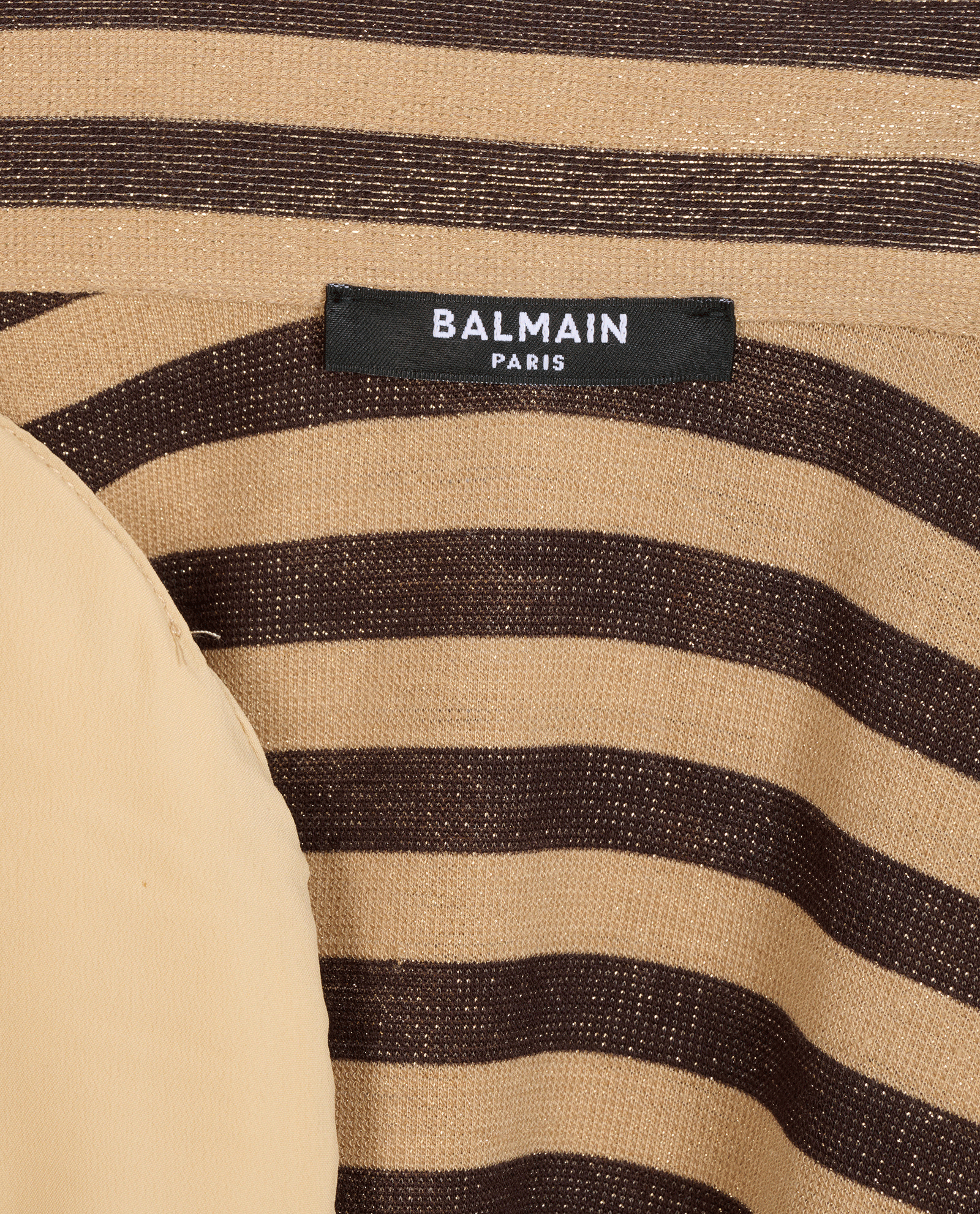 Balmain Metallic Striped Long Sleeves Top, &pound;220, Clothing, Beige/Brown, Modal/Polyester (Polymer), Other view