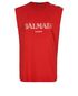 Balmain Logo Button Detail Vest Top, &pound;120, Clothing, Red, Cotton, Front view