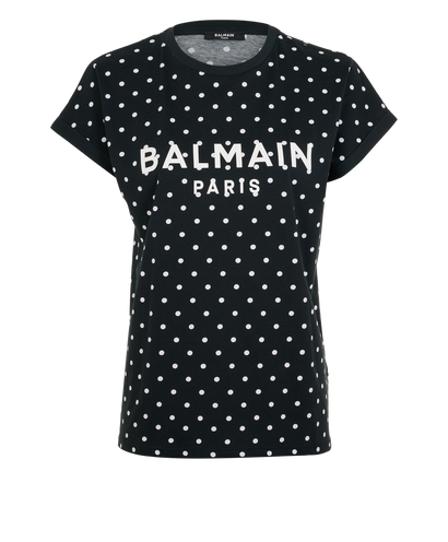 Balmain Polka Dot T-Shirt, &pound;90, Clothing, Navy/White, Cotton, Front view