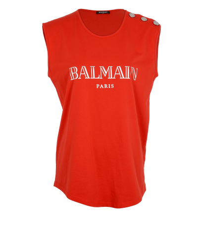 Balmain Logo Button Detail Vest Top, front view