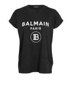 Balmain Logo T-Shirt, Cotton, Black, UK 8, 3*