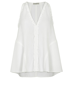 Balenciaga Short Sleeve Blouse, Polyester, White, 14, 2*