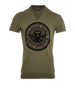 Balmain T-Shirt, Mens, Cotton, Green, Sz S, 3*