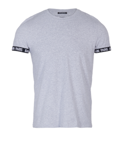 Balmain Short Sleeves T-Shirt, Cotton, Grey, Sz S, 3*