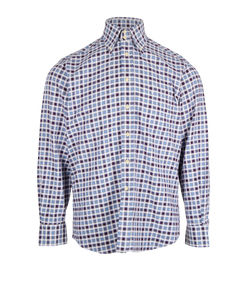 Balmain Checked Shirt, Mens, Cotton, Blue, Sz M, 2*