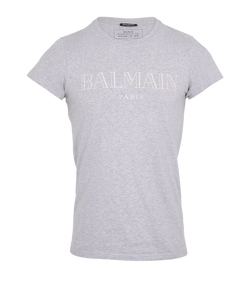 Balmain Logo T-Shirt, Mens, Cotton, Grey, Sz XS, 3*