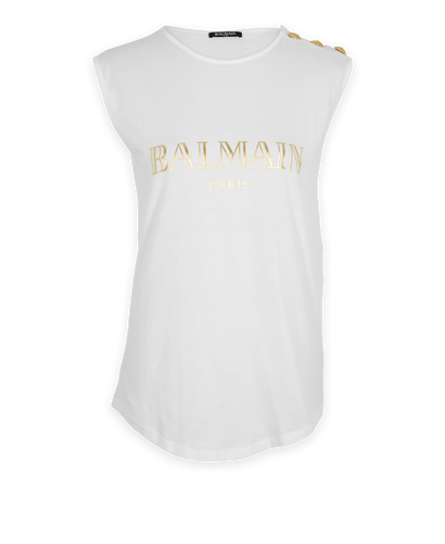 Balmain Logo Button Detail Vest Top, front view