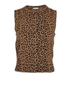 Balenciaga Metallic Leopard Sleeveless Knit Top, Viscose, Bronze, UK8, 3*
