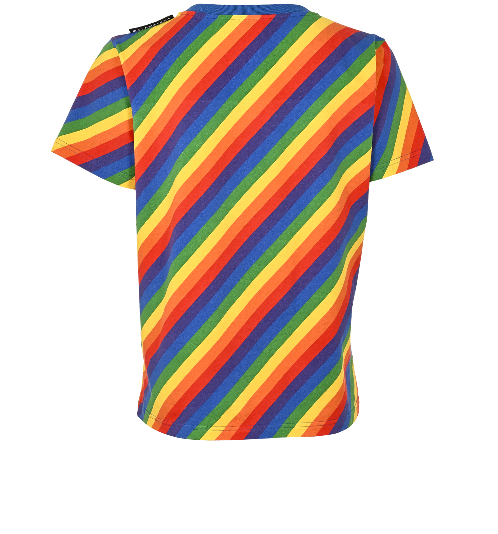 Balenciaga Rainbow Stripe T-Shirt, &pound;80, Clothing, Blue/Green/Orange/Red/Yellow, Cotton, Back view