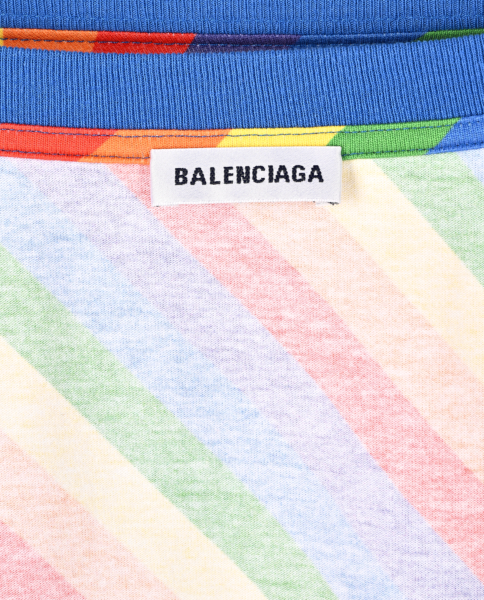 Balenciaga Rainbow Stripe T-Shirt, &pound;80, Clothing, Blue/Green/Orange/Red/Yellow, Cotton, Other view