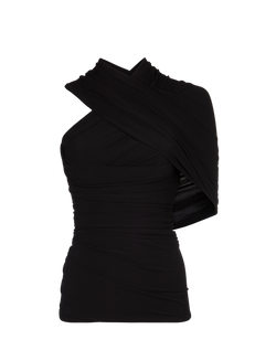 Balenciaga One Shoulder Top, Viscose, Black, UK 6