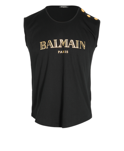 Balmain Logo Sleeveless T-Shirt, front view