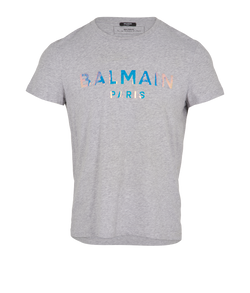 Balmain Logo T-Shirt, Mens, Cotton, Grey, Sz M, 3*