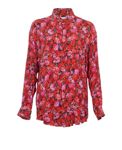 Balenciaga Flower Print Shirt, Silk, Red, UK6, 3*
