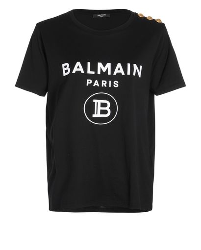 Balmain Logo Buttons Short Sleeves T-Shirt, front view