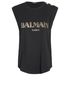 Balmain Logo Buttons Sleeveless T-Shirt, front view
