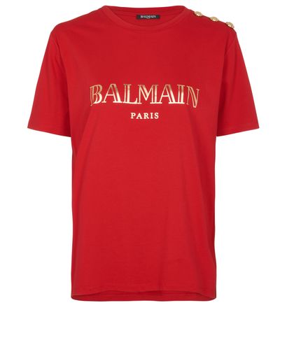 Balmain Logo Buttons Short Sleeves T-Shirt, front view