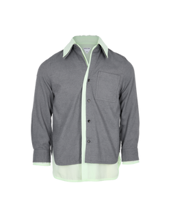 Bottega Veneta Layered Overshirt, Men, Cotton/Viscose, Gry/Grn, SZ S, 3*