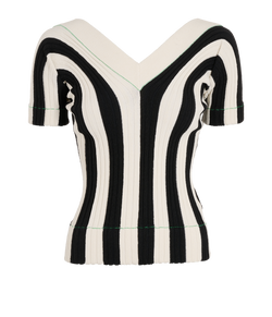 Bottega Veneta Two Tone Sweater, Linen/ Polyester, Black/ White, XS, 2*