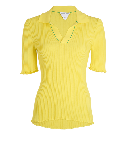 Bottega Veneta Ribbed Polo Top, front view
