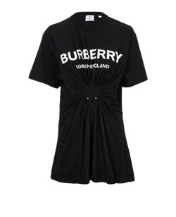 Burberry Ruched Logo T-Shirt, Cotton, Black/White, Sz M, 3*