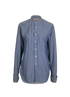 Burberry Collarless Shirt, &pound;80, Clothing, Blue, Cotton, Front view