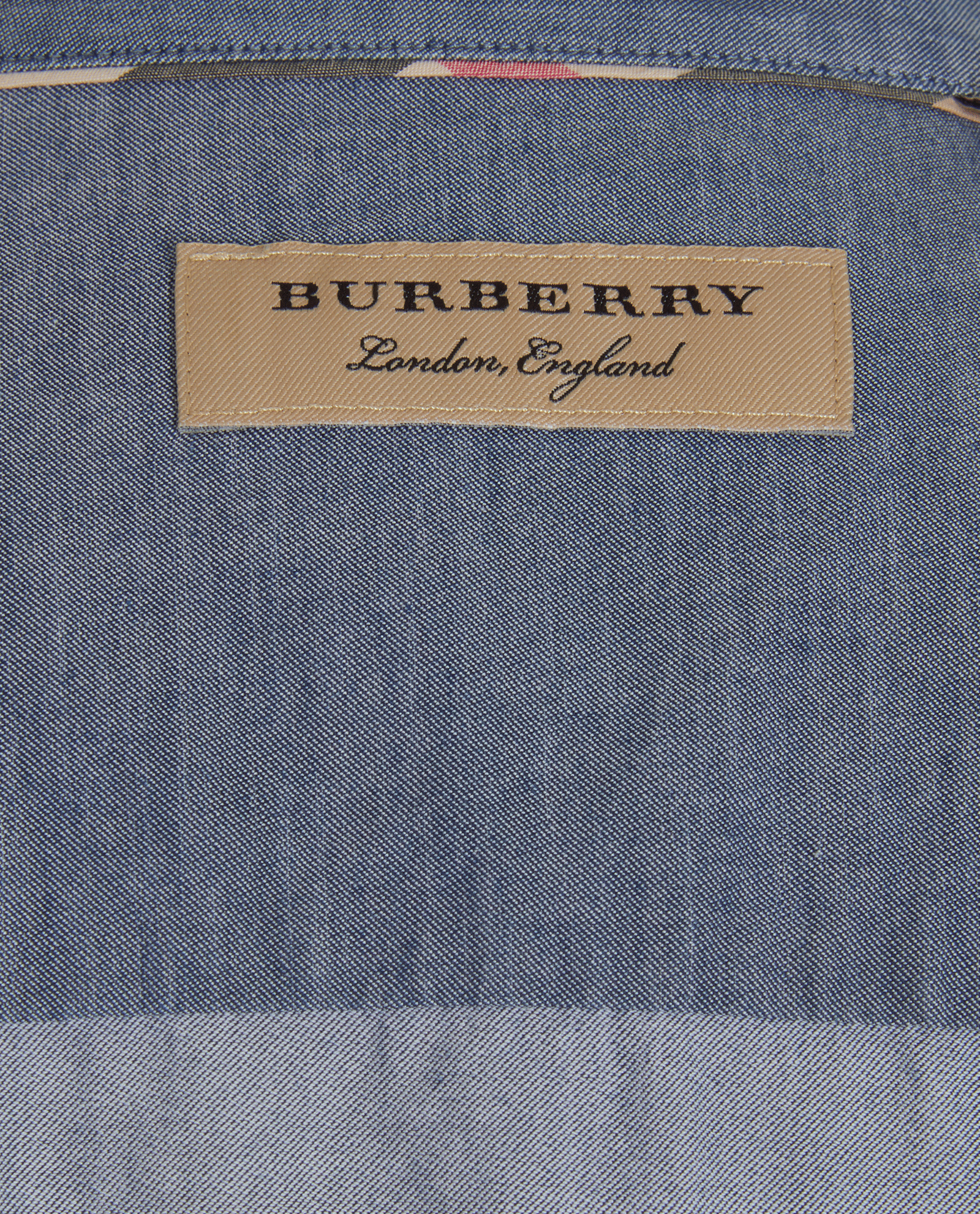 Burberry Collarless Shirt, &pound;80, Clothing, Blue, Cotton, Other view