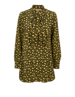 Burberry Floral Blouse, Silk, Yellow/Black, UK10, 2*