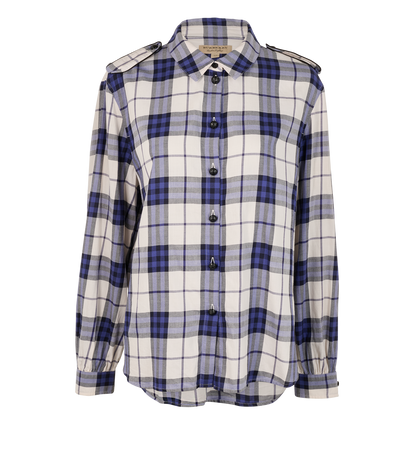 Burberry Checked Shirt, &pound;90, Clothing, Blue/White, Cotton, Front view