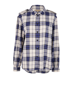 Burberry Checked Shirt, Cotton, Blue/White, UK16, 2*