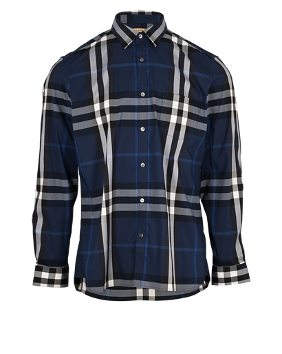 Burberry Check Shirt, &pound;150, Clothing, Blue, Cotton, Front view
